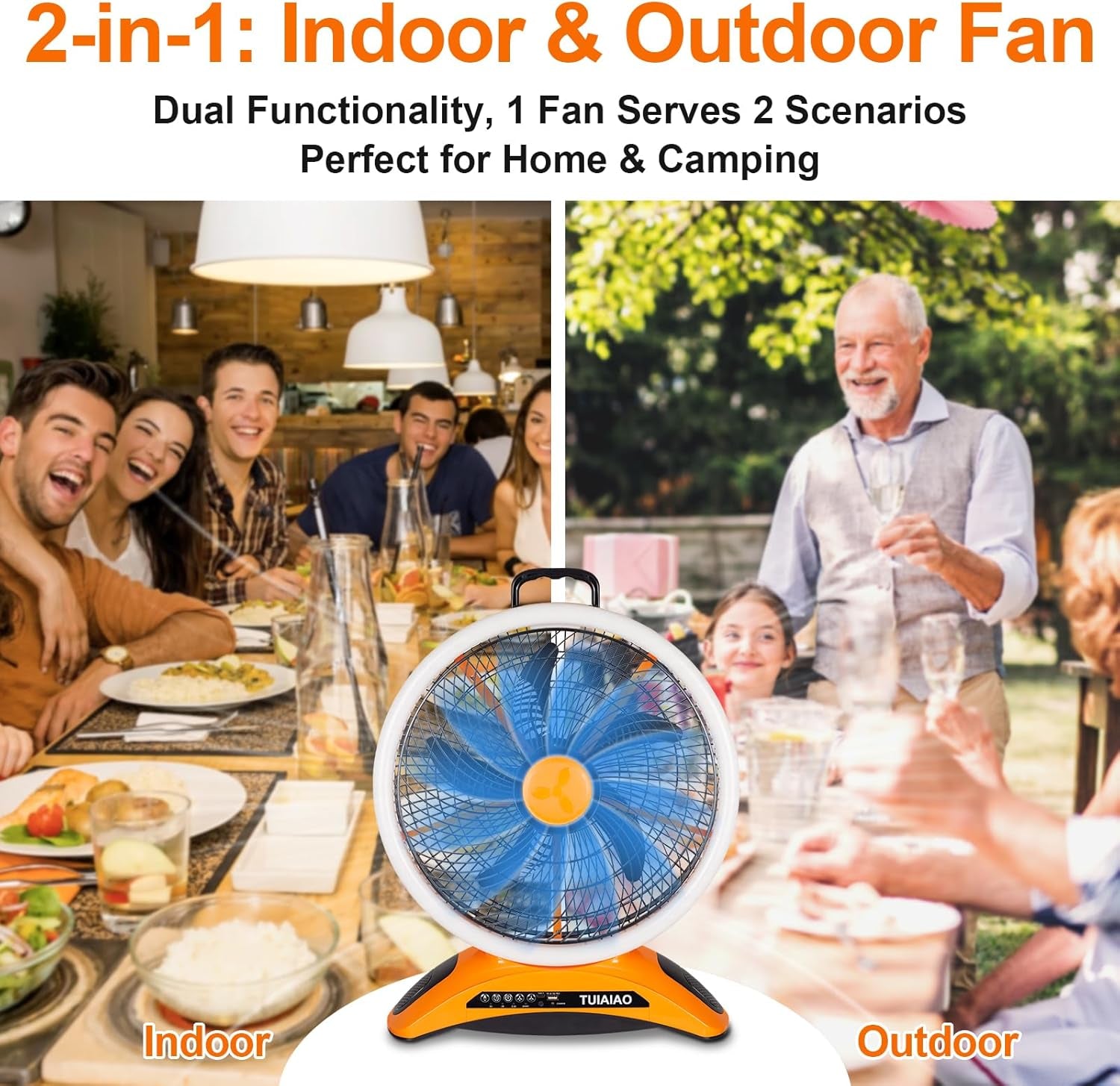 45000Mah Battery Operated Camping Fan with LED, Large 12-Inch Blades High Velocity Rechargeable Portable Outdoor Fan, Cordless Floor Fan with Remote & Timer for Garage Hurricane